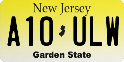 NJ license plate A10ULW