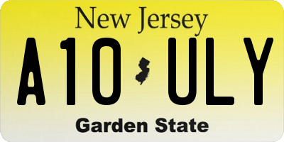 NJ license plate A10ULY