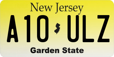NJ license plate A10ULZ