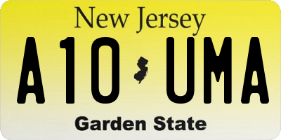 NJ license plate A10UMA
