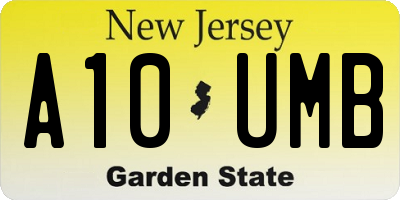 NJ license plate A10UMB