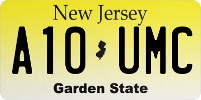NJ license plate A10UMC