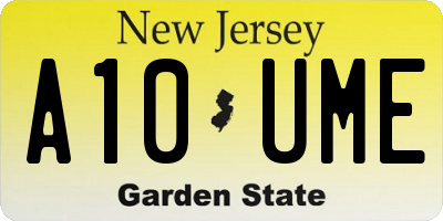 NJ license plate A10UME