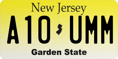NJ license plate A10UMM