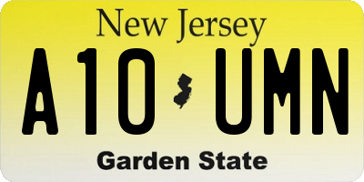 NJ license plate A10UMN