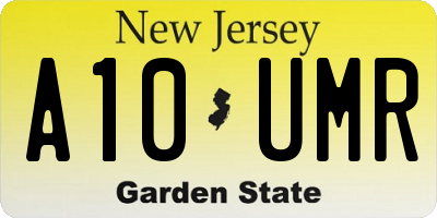 NJ license plate A10UMR