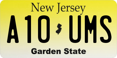 NJ license plate A10UMS