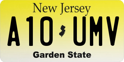 NJ license plate A10UMV