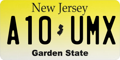 NJ license plate A10UMX