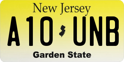 NJ license plate A10UNB