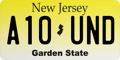 NJ license plate A10UND