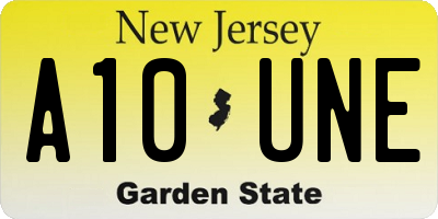 NJ license plate A10UNE