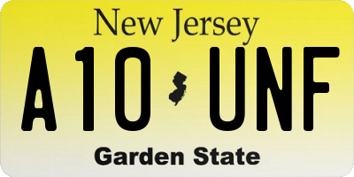 NJ license plate A10UNF