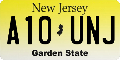 NJ license plate A10UNJ