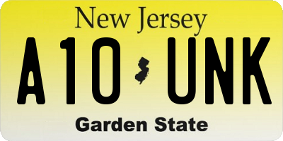 NJ license plate A10UNK