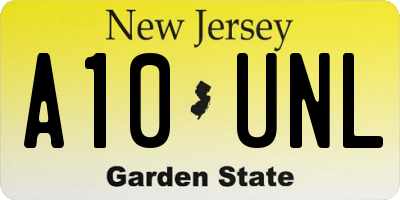 NJ license plate A10UNL