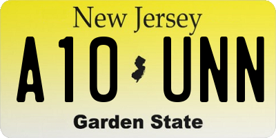 NJ license plate A10UNN