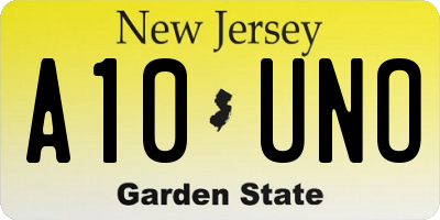 NJ license plate A10UNO