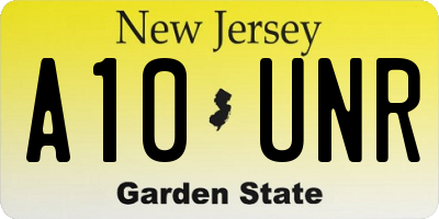 NJ license plate A10UNR