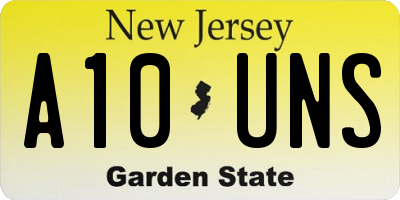 NJ license plate A10UNS