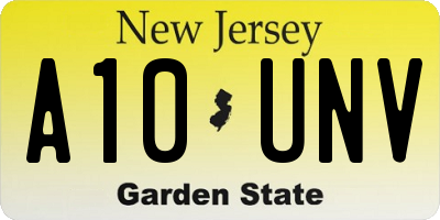 NJ license plate A10UNV