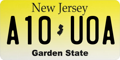 NJ license plate A10UOA