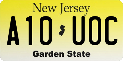 NJ license plate A10UOC