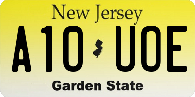 NJ license plate A10UOE