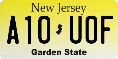 NJ license plate A10UOF