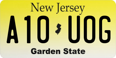 NJ license plate A10UOG