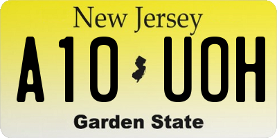 NJ license plate A10UOH