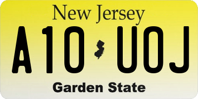 NJ license plate A10UOJ