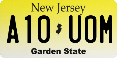NJ license plate A10UOM