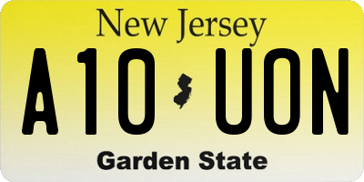 NJ license plate A10UON