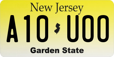 NJ license plate A10UOO