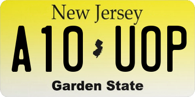 NJ license plate A10UOP