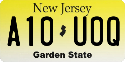 NJ license plate A10UOQ