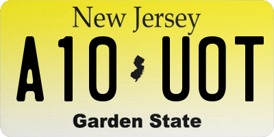 NJ license plate A10UOT