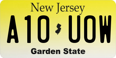 NJ license plate A10UOW