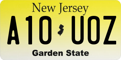 NJ license plate A10UOZ