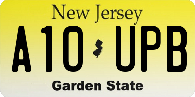 NJ license plate A10UPB