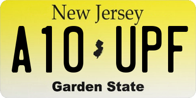 NJ license plate A10UPF