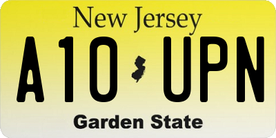 NJ license plate A10UPN