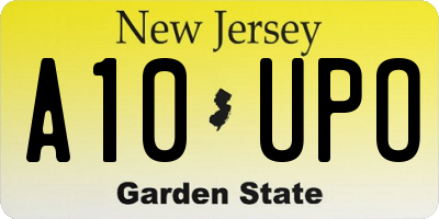 NJ license plate A10UPO