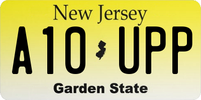 NJ license plate A10UPP