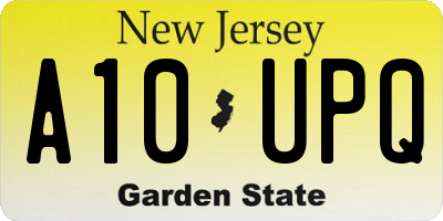 NJ license plate A10UPQ