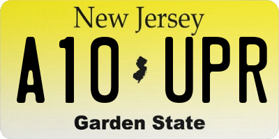 NJ license plate A10UPR