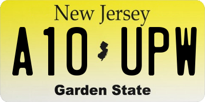 NJ license plate A10UPW