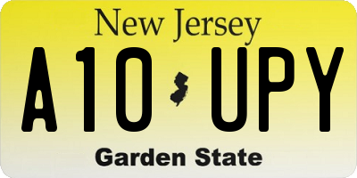 NJ license plate A10UPY