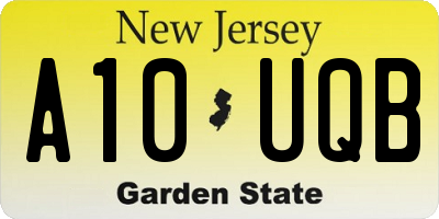 NJ license plate A10UQB